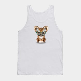 Cute Baby Tiger Cub Wearing Glasses Tank Top